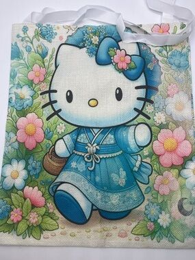 Hello Kitty Blue Floral Printed Tote